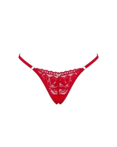 Obsessive Lacelove thong - кружевные эротические стринги, XS/S (красный)